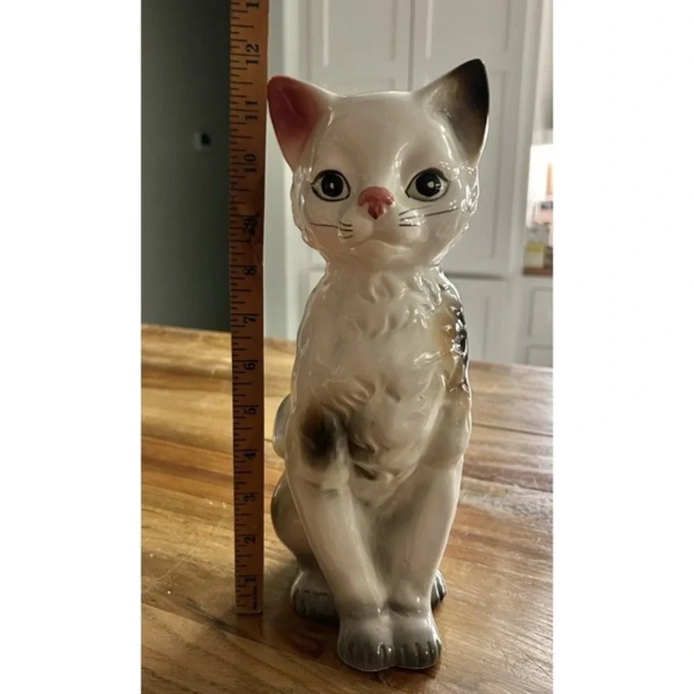 Vintage Anthropomorphic Ceramic Cat Figurine Kitsch‎ Lustre Finish Japan